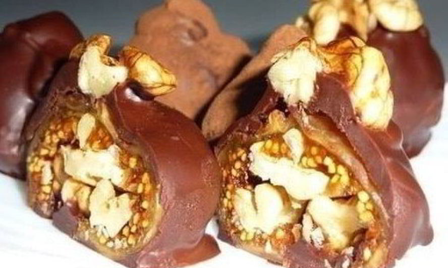Рецепт шоколадные конфеты из инжира с грецкими орехами