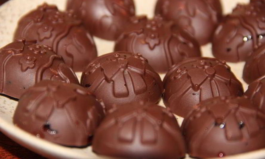 Рецепт шоколадные конфеты с курагой и вишневым джемом