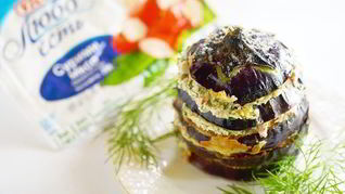 Баклажанный мильфей с крабовым кремом