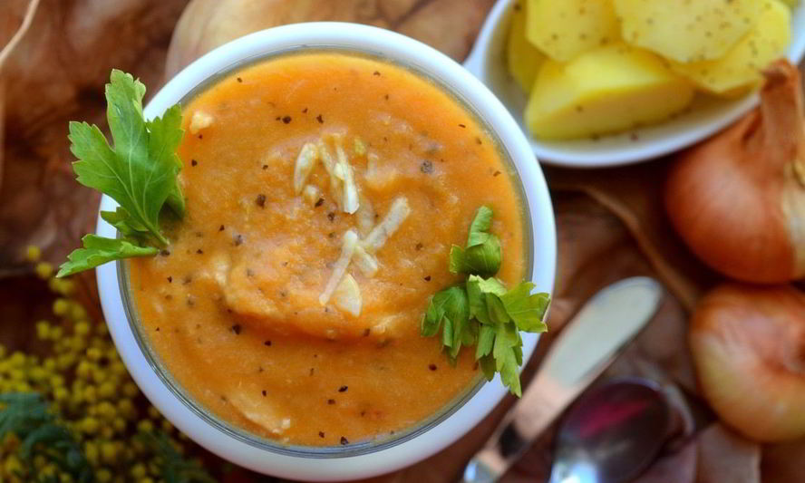 Рецепт луково-томатный крем с курицей