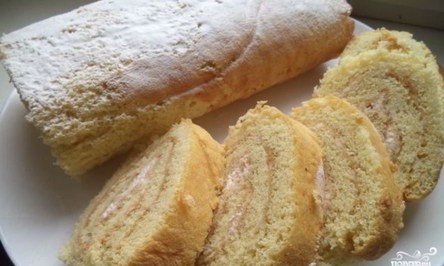 Рецепт рулет бисквитный с кремом