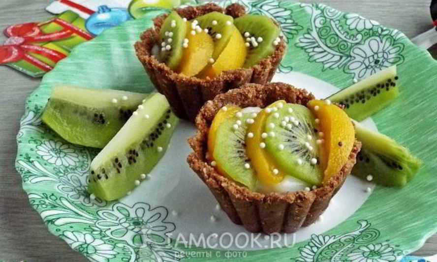 Рецепт шоколадные корзинки с кремом и фруктами