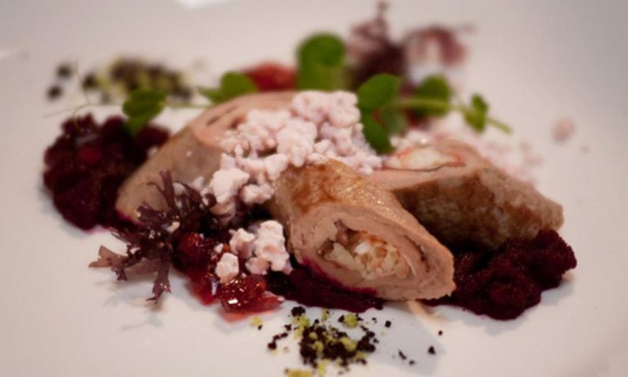 Рецепт рулет из краба и телятины с вишневым мармеладом