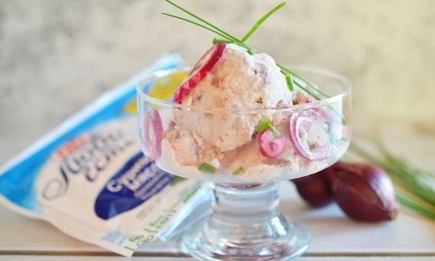 Рецепт селедочное мороженое с крабовой крошкой