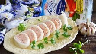 Кальмар, фаршированный крабовым муссом