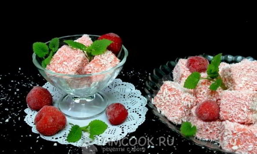 Рецепт мусс из клубники с кокосовой стружкой