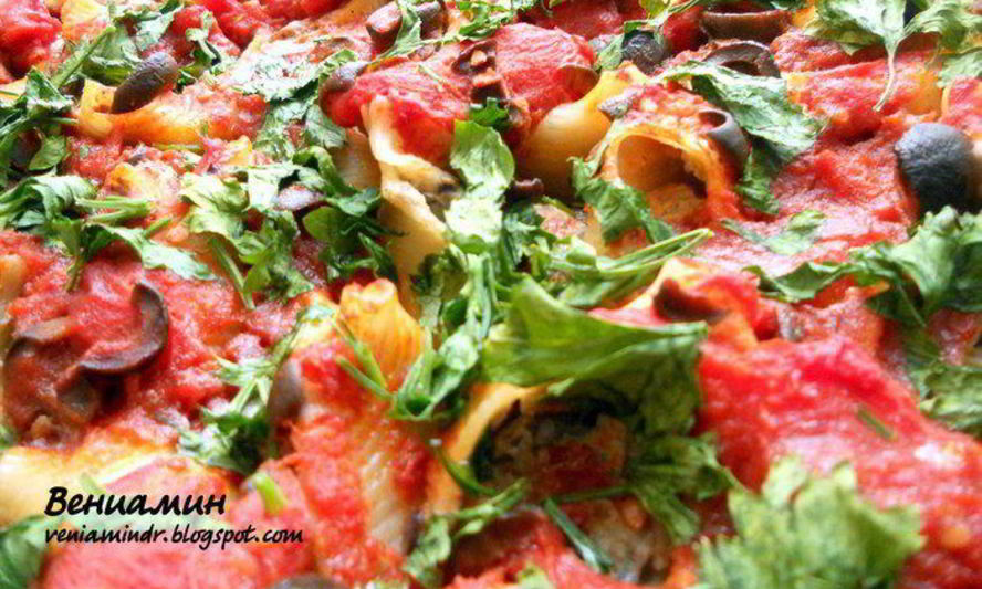 Рецепт паста ракушки с творожно-баклажановым муссом