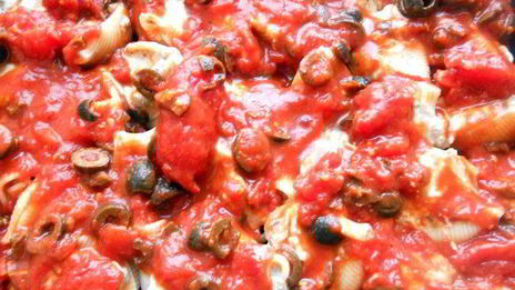 паста ракушки с творожно-баклажановым муссом