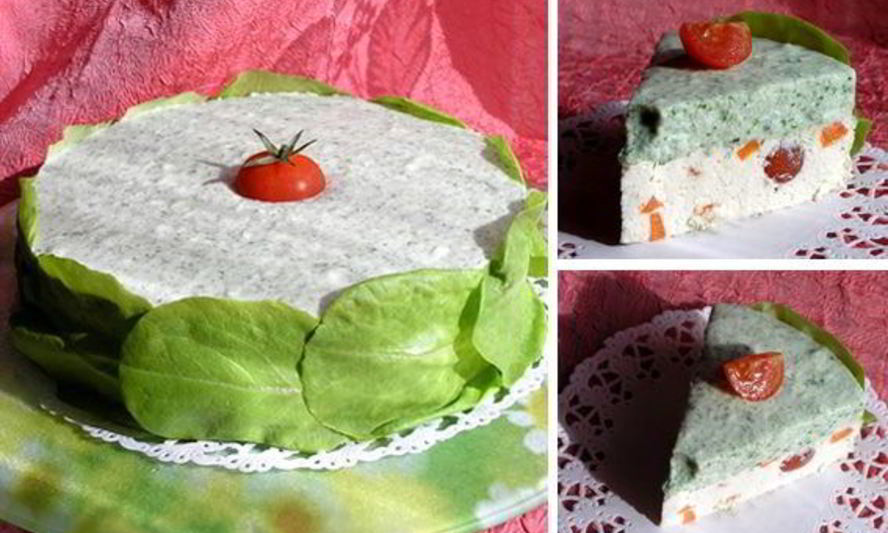 Рецепт торт-мусс с курицей, шпинатом и черри