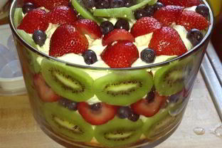 Праздничный фруктовый десерт со взбитыми сливками