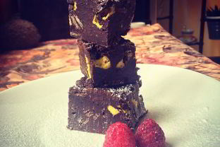 Брауни с вафлями и мятным зефиром