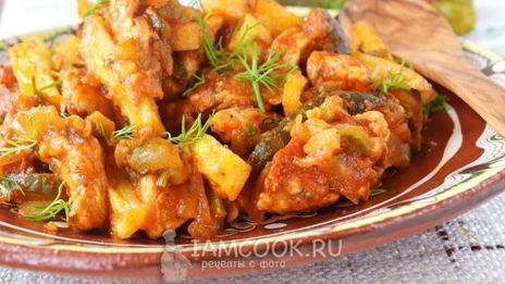 азу из индейки на сковороде