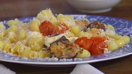 макароны с фрикадельками и моцареллой