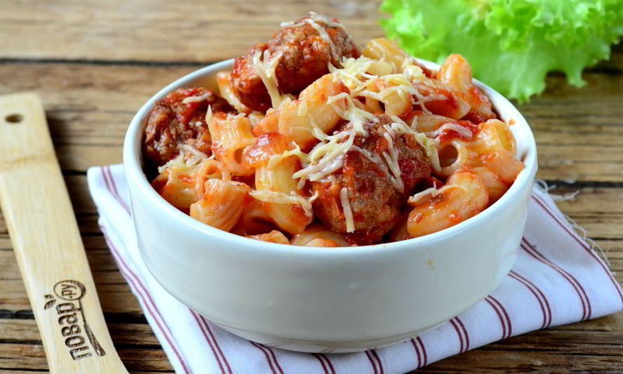 Рецепт паста в томате с фрикадельками