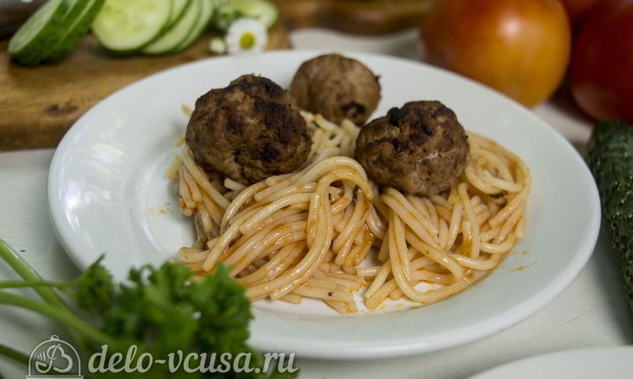 Рецепт спагетти с фрикадельками в соусе