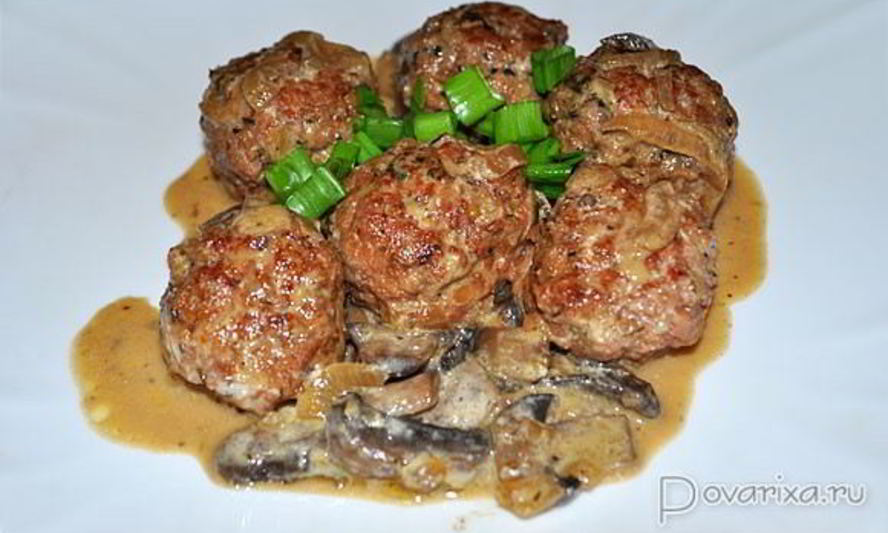 Рецепт тушеные фрикадельки в грибном соусе