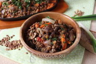 Чечевица с опятами