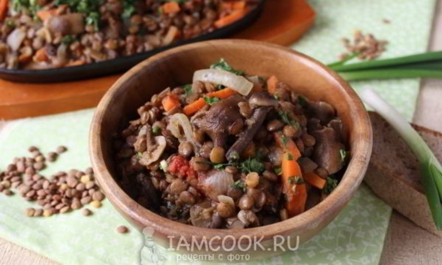Рецепт чечевица с опятами
