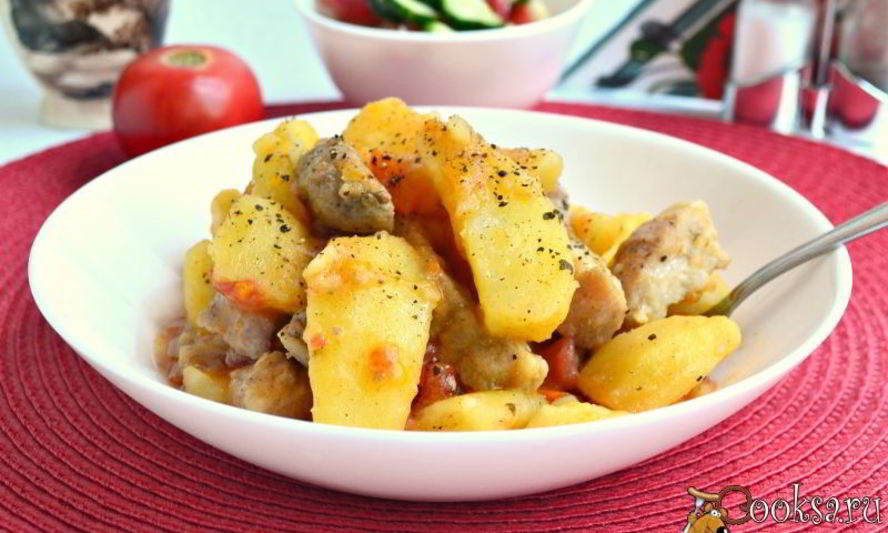 Рецепт картофель со свининой и помидорами в мультиварке