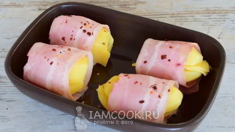 картошка с беконом и сыром в духовке