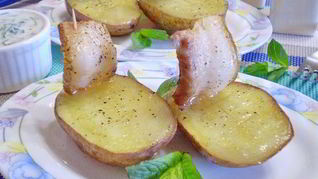 Картошка с салом в духовке Кораблики