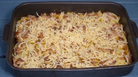 картошка с ветчиной и сыром в духовке