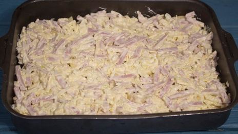 картошка с ветчиной и сыром в духовке