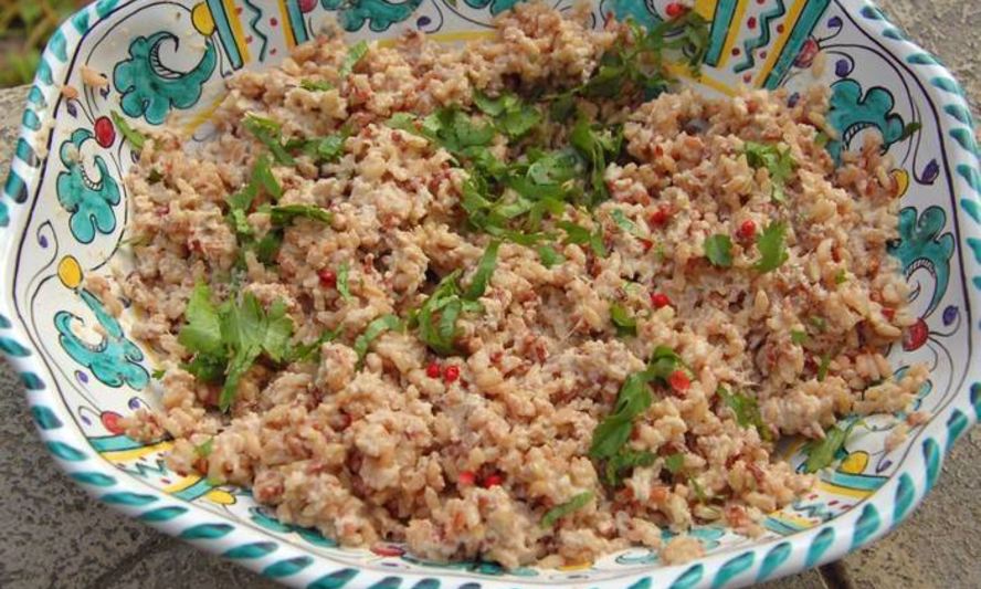 Рецепт красный рис с соусом из тунца и апельсина