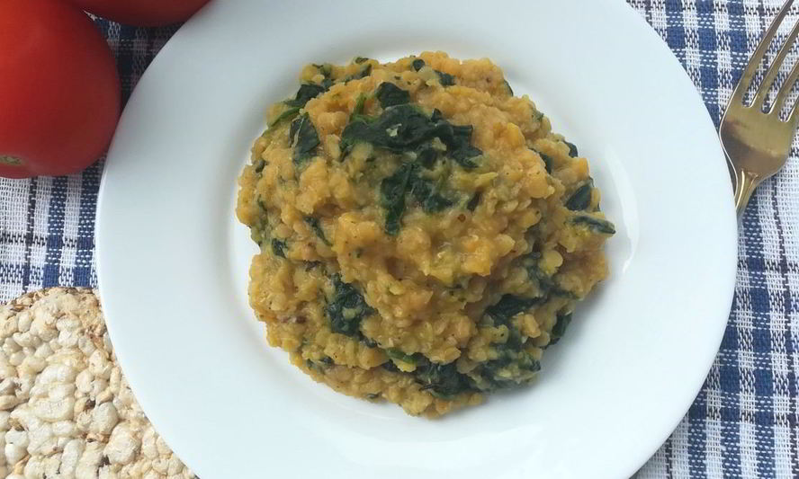 Рецепт пряная чечевица со шпинатом