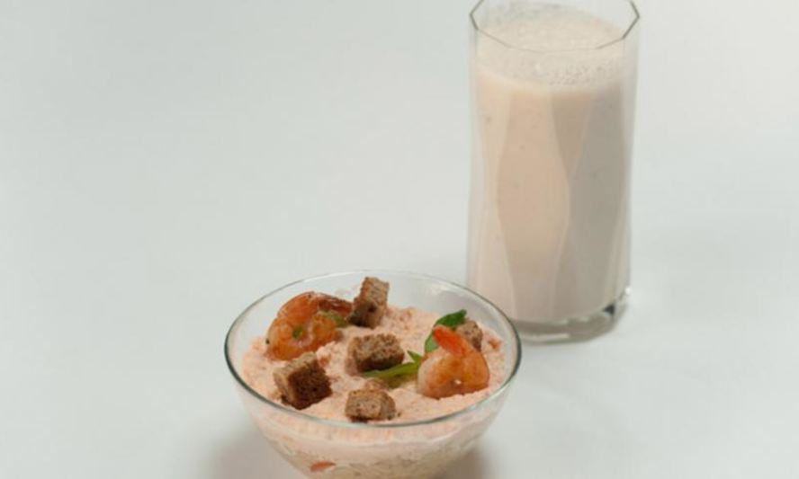 Рецепт рис с кремом из креветок и лосося