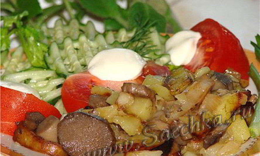 Рецепт жареная картошка с грибами