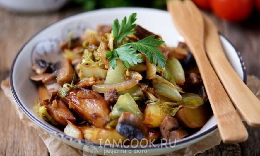 Рецепт жареная картошка с капустой на сковороде