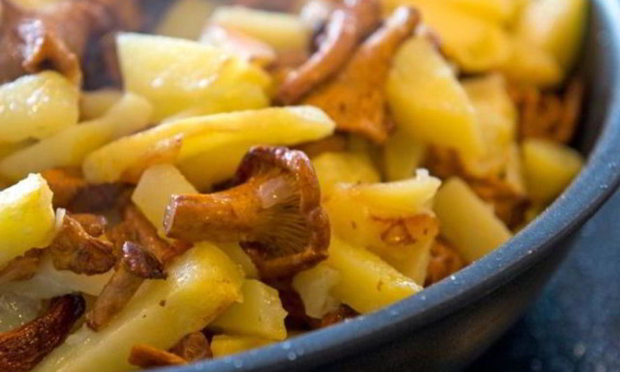 Рецепт жареная картошка со свежими грибами