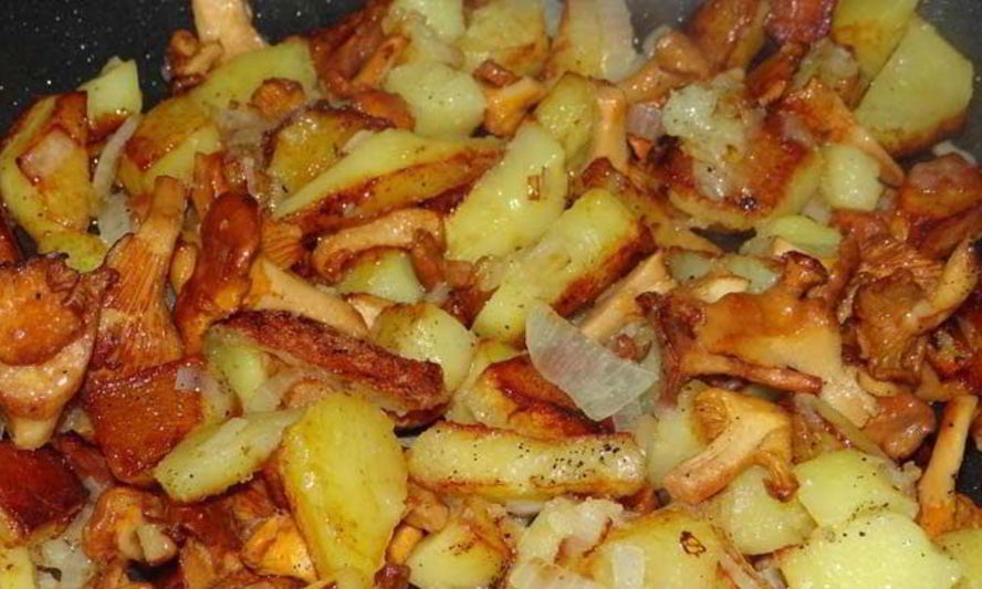 Рецепт жареный картофель с лисичками