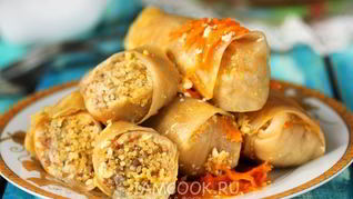 Голубцы с фаршем и пшеном в мультиварке