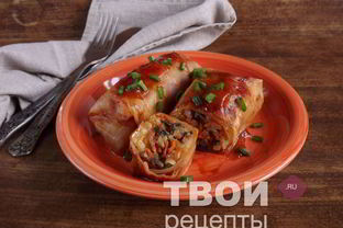 Постные голубцы с грибами