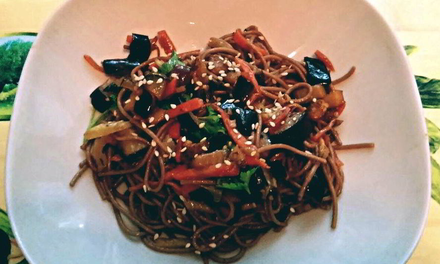 Рецепт гречневая лапша с овощами