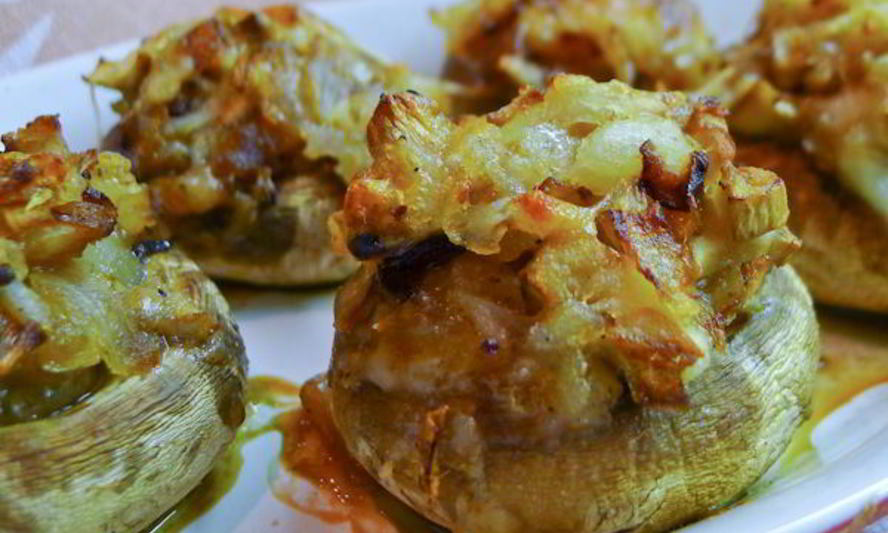 Рецепт фаршированные шампиньоны с картошкой и беконом