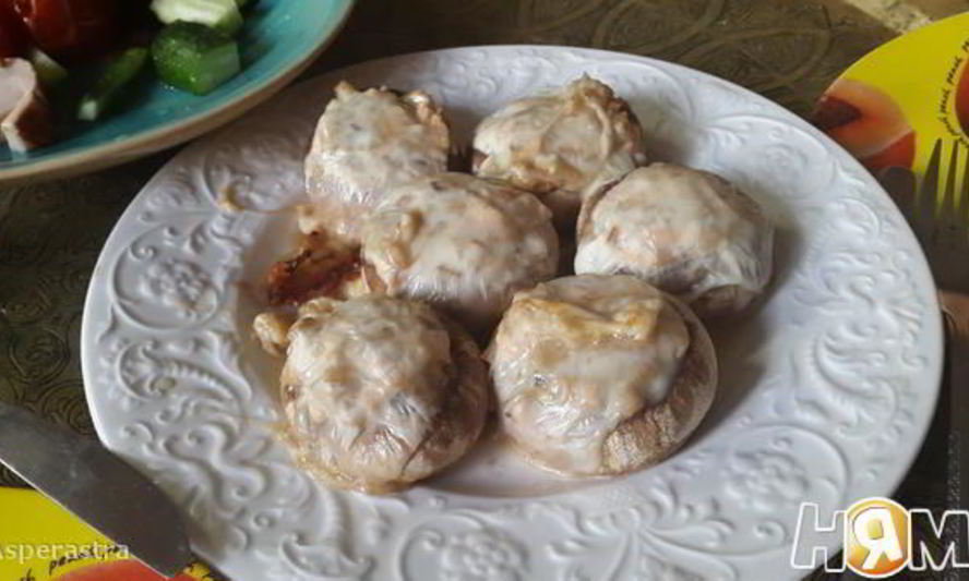 Рецепт фаршированные шампиньоны с рыбной начинкой