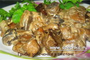 Грибы со сметаной