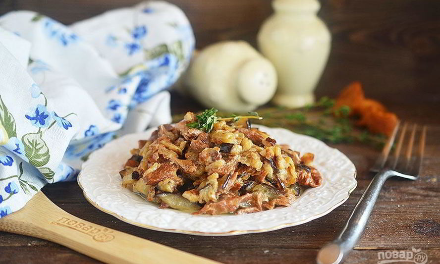 Рецепт лисички с баклажанами жареные