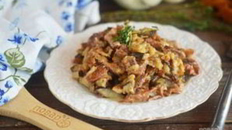 лисички с баклажанами жареные