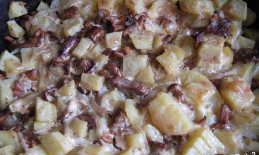 Рецепт лисички, запеченные под сыром