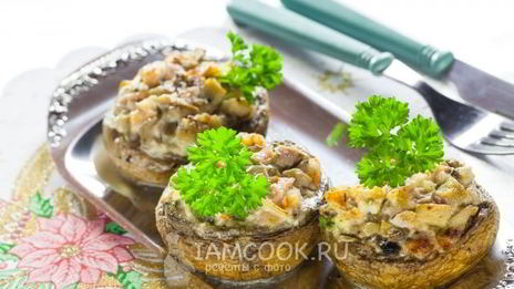 шампиньоны, фаршированные креветками