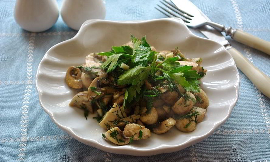 Рецепт шампиньоны с чесноком и зеленью