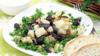 Сморчки жареные с картофелем