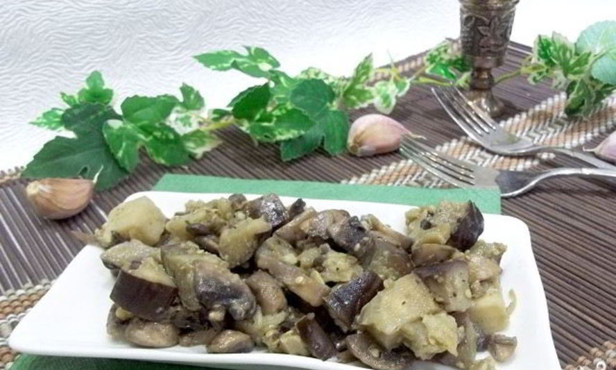 Рецепт жареные грибы с баклажанами