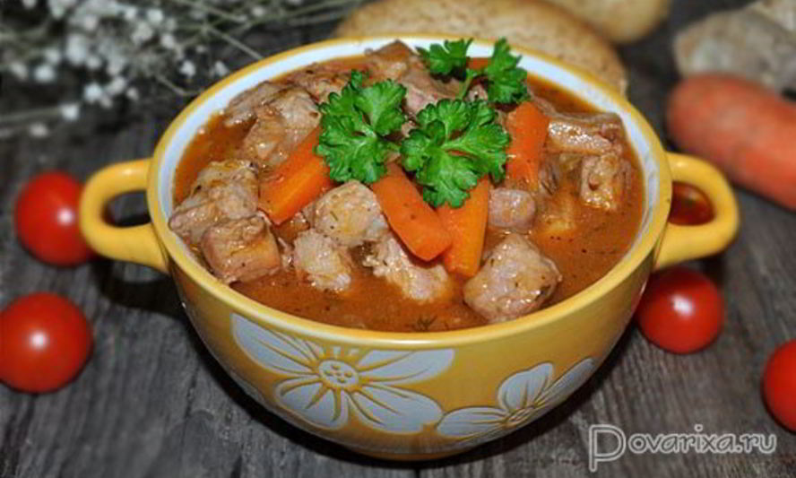 Рецепт гуляш из свинины с вином