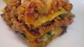 Лазанья Болоньезе с баклажанами и кабачками