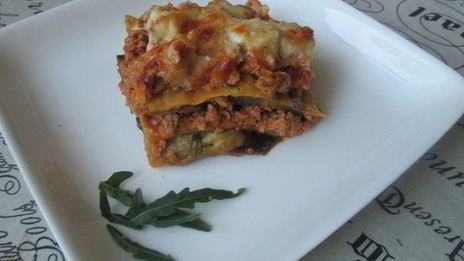 лазанья болоньезе с баклажанами и кабачками